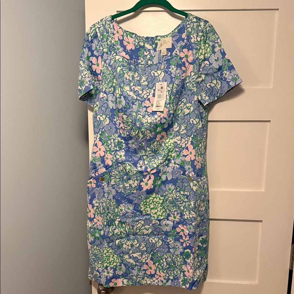 Lilly Pulitzer Short Sleeved Blue Floral Mini Dress